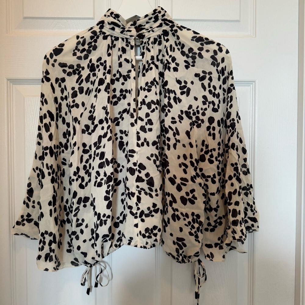 Sheer Leopard Print Blouse - 100% Viscose, Size P, Button-Up, Long Sleeve - Picture 5 of 14